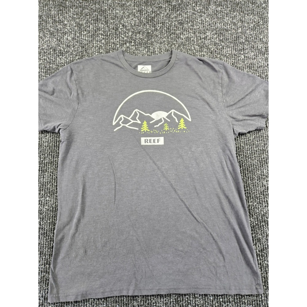 Reef Mens XL Charcoal Heather Mountain Graphic T-Shirt Short Sleeve